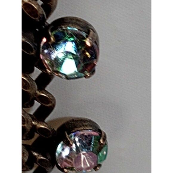 Vintage Chico's Five Strand Brass Link and Rhinestone Necklace - Picture 11 of 11